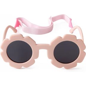 JUDOO Toddler Sunglasses with Strap Polarized Flexible Flower Glasses for Infant Baby Boys Girls Age 0-24 Months