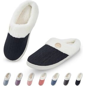 BUNYISCN Women's Fuzzy House Slippers, Comfy Plush Memory Foam Bedroom Slippers Indoor Outdoor Warm Light Shoes Faux Fur Lined Slip On