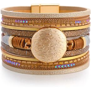 Long tiantian Leather Wrap Bracelets for Women Trendy Pulseras para Mujer Multi-Layer Stackable Cuff Bracelet Boho Jewelry for Women Gifts for Women in Kuwait