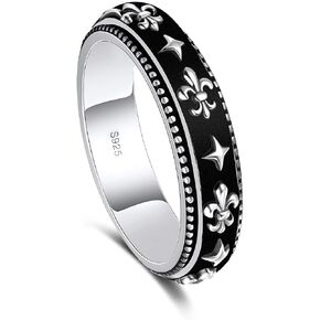 LEXLUNE Vintage Ring Fidget Ring Vintage Spinner Ring for Anxiety Women Men Antique Ring For Teen Girl Real S925 Sterling Silver Band Ring in Kuwait