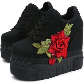 Women Fashion Platform Sneakers High Hidden Heel Wedge Walking Shoes Brides Wedding Shoes in Kuwait