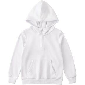 Noomelfish Girls Half Zip Hoodies Mock Neck Pullover Hooded Sweatshirts with Pockets (5-12 Years)