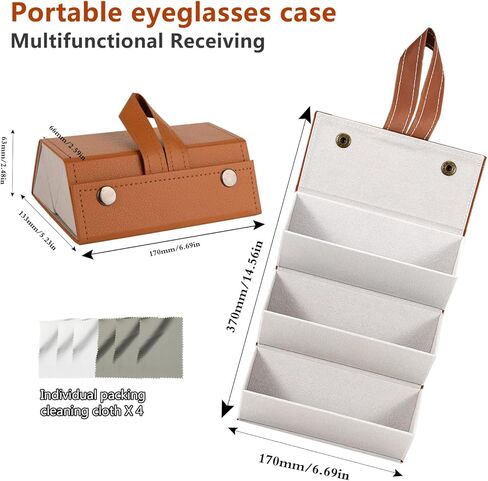 senylanhxy Eyeglass Case Hard Shell, Portable Sunglass Case, fashionable PU Leather Eyeglass Hanging Storage Case in Kuwait