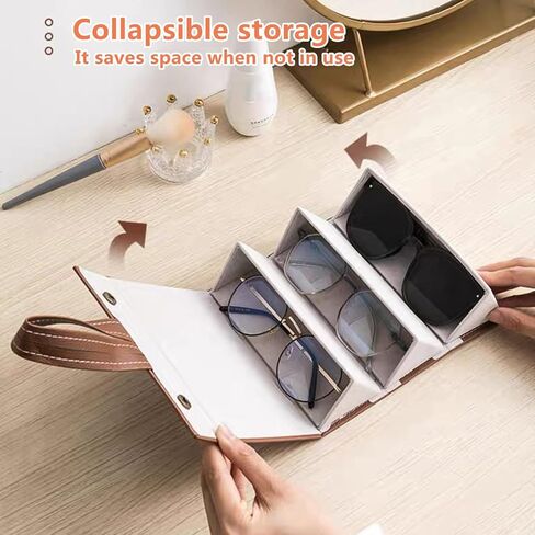 senylanhxy Eyeglass Case Hard Shell, Portable Sunglass Case, fashionable PU Leather Eyeglass Hanging Storage Case in Kuwait