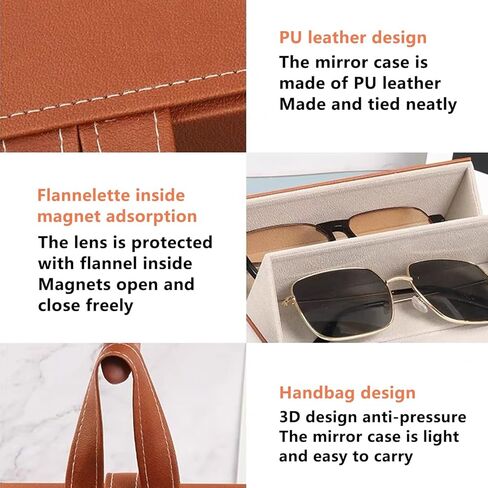 senylanhxy Eyeglass Case Hard Shell, Portable Sunglass Case, fashionable PU Leather Eyeglass Hanging Storage Case in Kuwait