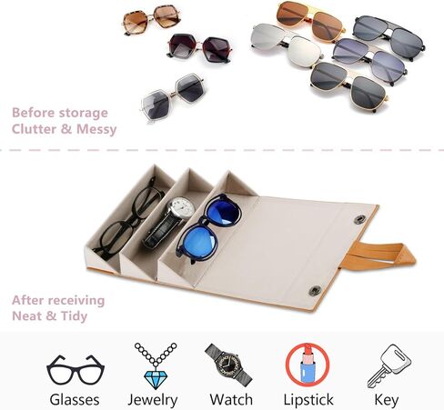 senylanhxy Eyeglass Case Hard Shell, Portable Sunglass Case, fashionable PU Leather Eyeglass Hanging Storage Case in Kuwait