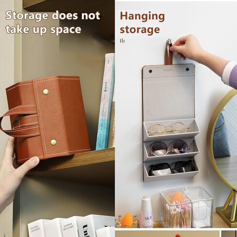senylanhxy Eyeglass Case Hard Shell, Portable Sunglass Case, fashionable PU Leather Eyeglass Hanging Storage Case in Kuwait