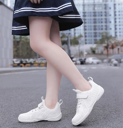 PPXID Youth Girls Mesh Breathable Running Sneakers Athletic Training Tennis Shoes White Cheerleading Shoes Dance Shoes in Saudi Arabia