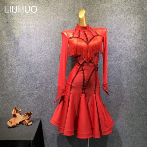 Latin Dance Dress Women Elegant Lace Girls Practise Ballroom Dancewear in Saudi Arabia