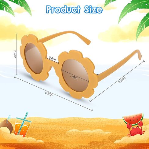AllReal 12 Pieces Round Flower Sunglasses Kids Cute Spring Summer Daisy Shaped Sunglasses with Velvet Bags for Girls Boy Easter Party Supplies, Fresh Color, Medium in Kuwait