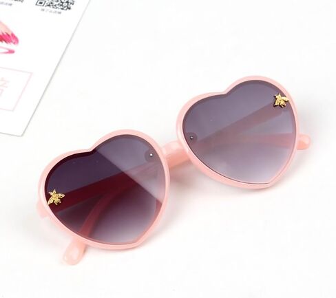 JINHUIBBA نظارات شمسية للأطفال على شكل قلب بإطار نحل لطيف للأعمار من 3 إلى 10 سنوات من الأشعة فوق البنفسجية 400 حماية أنيقة للصيف في الهواء الطلق in Kuwait