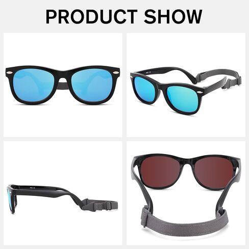 Melpomenia Flexible Bendable Polarized Baby Sunglasses with Strap for Newborn Infant Boys Girls Age 0-24 Months in Saudi Arabia