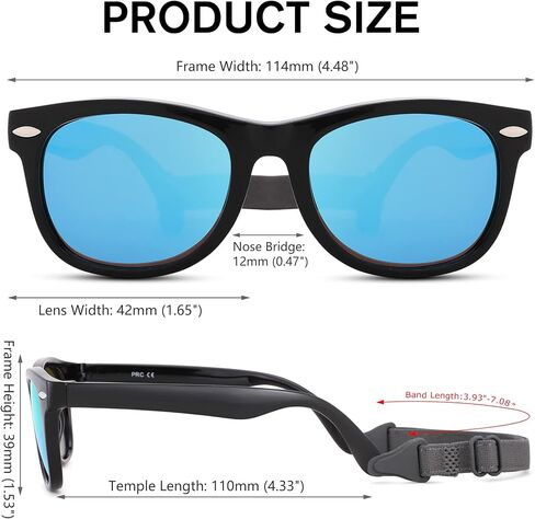 Melpomenia Flexible Bendable Polarized Baby Sunglasses with Strap for Newborn Infant Boys Girls Age 0-24 Months in Saudi Arabia