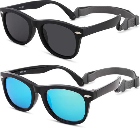 Melpomenia Flexible Bendable Polarized Baby Sunglasses with Strap for Newborn Infant Boys Girls Age 0-24 Months in Saudi Arabia
