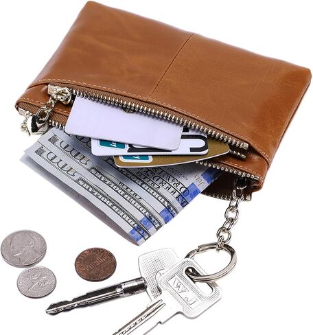 Itslife Small Women's Wallet Zipper Change Coin Purse RFID Card Cases Genuine Leather Wallets for women with key chain in Kuwait