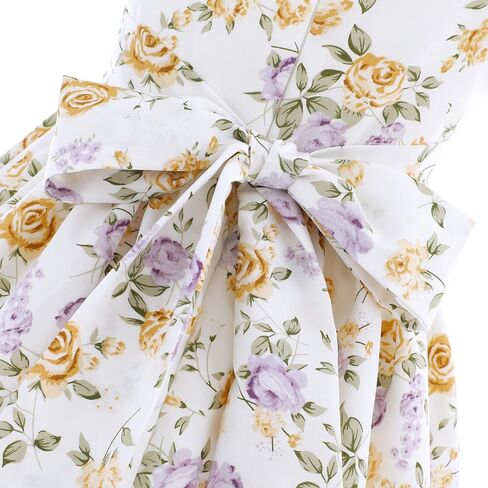 Flofallzique Floral Girls' Dress Summer Ruffle Flutter Sleeve Casual Tie Back Birtrhday Tea Party Toddler Boho Sundresses in Saudi Arabia