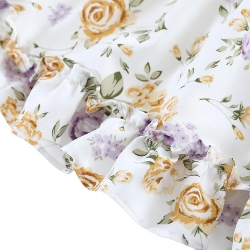 Flofallzique Floral Girls' Dress Summer Ruffle Flutter Sleeve Casual Tie Back Birtrhday Tea Party Toddler Boho Sundresses in Saudi Arabia