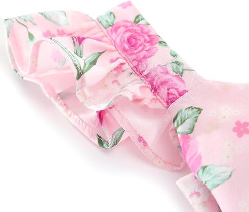 Flofallzique Floral Girls' Dress Summer Ruffle Flutter Sleeve Casual Tie Back Birtrhday Tea Party Toddler Boho Sundresses in Saudi Arabia