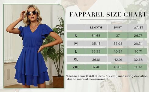 فساتين FAPPAREL بأكمام مكشكشة ورقبة على شكل حرف V فستان صيفي كاجوال للنساء ملابس ضيوف الزفاف in Kuwait