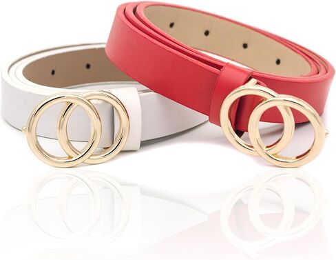 BAIHEHUA 2 Pack Women Leather Belt Waist Belts For Jeans Dress womens leather O Ring belt in Saudi Arabia