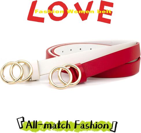 BAIHEHUA 2 Pack Women Leather Belt Waist Belts For Jeans Dress womens leather O Ring belt in Saudi Arabia