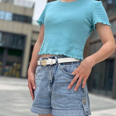 BAIHEHUA 2 Pack Women Leather Belt Waist Belts For Jeans Dress womens leather O Ring belt in Saudi Arabia