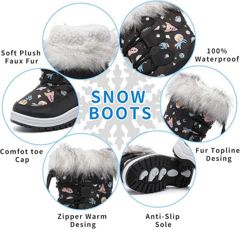 بيجي بيجي أحذية شتوية للأولاد والبنات أحذية شتوية خارجية مقاومة للماء للطقس البارد أحذية الثلوج أحذية دافئة (طفل صغير/طفل صغير) in Kuwait