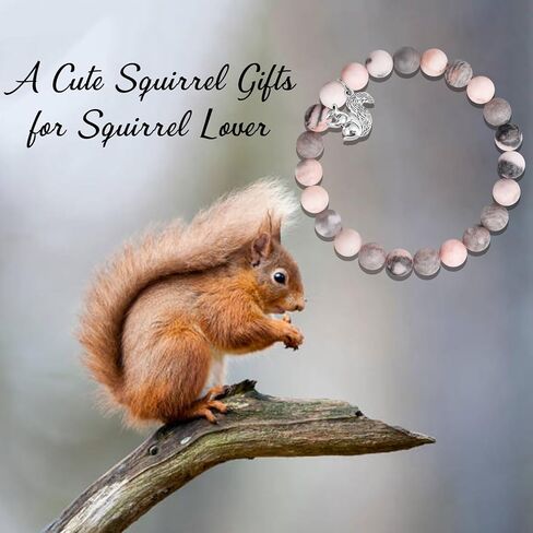 MollyQueen Cute Squirrel Gifts,Squirrel,Squirrel Gifts for Squirrel Lovers,Squirrel Jewelry,Squirrel Bracelet Inspirational Gift for Friend,Christmas gifts in Saudi Arabia