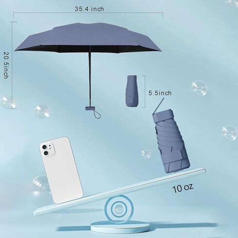 مظلة صغيرة للسفر من OXRQ، مظلة صغيرة للمحفظة مع حافظة من البولي يوريثان للشمس والمطر، مظلة شمسية مع حماية من الأشعة فوق البنفسجية، مظلة صغيرة مدمجة مع حماية من الأشعة فوق البنفسجية بنسبة 99% للنساء والرجال والأطفال in Kuwait