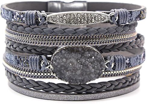 Long tiantian Leather Wrap Bracelets for Women Trendy Pulseras para Mujer Multi-Layer Stackable Cuff Bracelet Boho Jewelry for Women Gifts for Women in Saudi Arabia