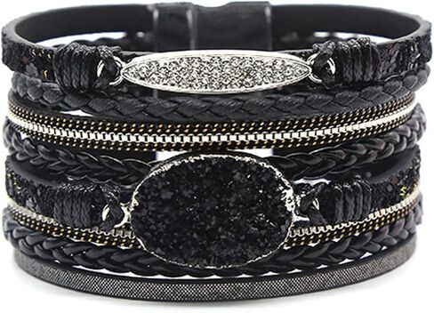 Long tiantian Leather Wrap Bracelets for Women Trendy Pulseras para Mujer Multi-Layer Stackable Cuff Bracelet Boho Jewelry for Women Gifts for Women in Saudi Arabia