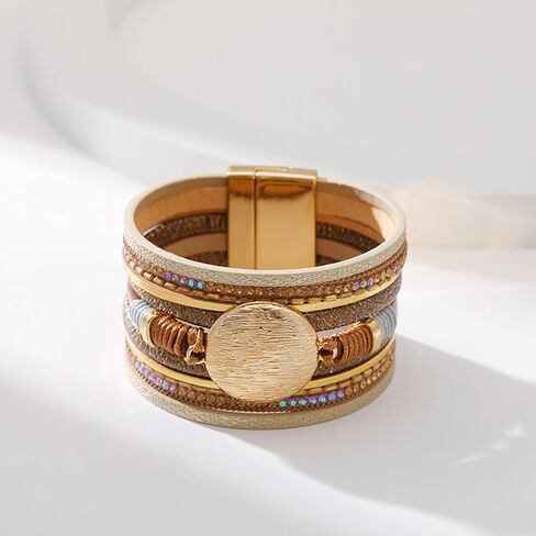 Long tiantian Leather Wrap Bracelets for Women Trendy Pulseras para Mujer Multi-Layer Stackable Cuff Bracelet Boho Jewelry for Women Gifts for Women in Kuwait