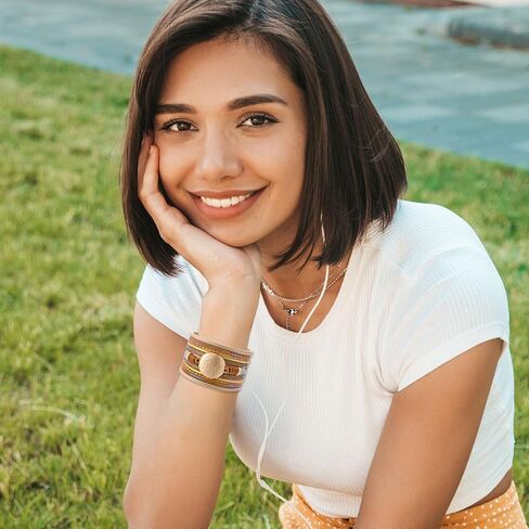 Long tiantian Leather Wrap Bracelets for Women Trendy Pulseras para Mujer Multi-Layer Stackable Cuff Bracelet Boho Jewelry for Women Gifts for Women in Kuwait