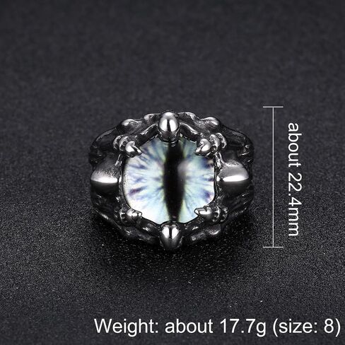 GTHIC Stainless Steel Gothic Red Yellow Gray Evil Eye Ring For Men Women Punk Dragon Claw Biker Rings Jewelry Gift Size 5-15.5 in Saudi Arabia