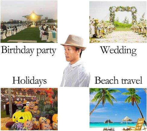 ZffXH 2/6 قطعة قبعة فيدورا للشاطئ ناعمة شبكية للحفلات الرائعة قبعة مضحكة للشمس تريلبي سترو للسيدات والرجال والنساء بنما in Kuwait