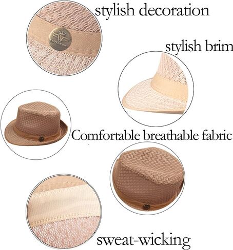 ZffXH 2/6 قطعة قبعة فيدورا للشاطئ ناعمة شبكية للحفلات الرائعة قبعة مضحكة للشمس تريلبي سترو للسيدات والرجال والنساء بنما in Kuwait