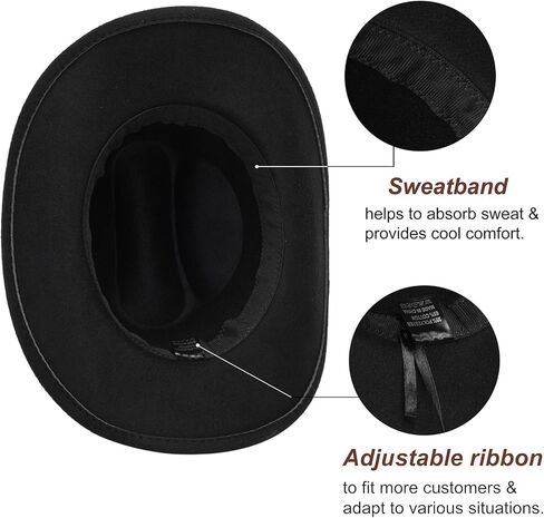 قبعة رعاة البقر الكلاسيكية من حجر الراين ذات حافة واسعة ورأى قبعات راعية البقر الغربية قبعات فيدورا لموسيقى الجاز in Kuwait