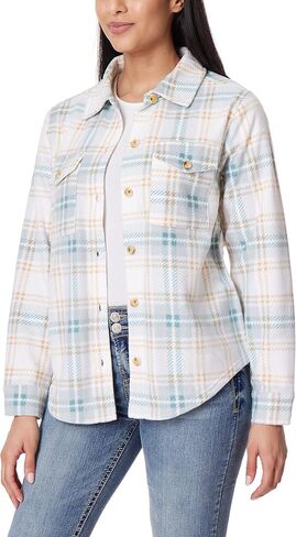 WallFlower Women's Taylor Polar Cozy Fleece Boyfriend Trendy Spring, Summer, and Fall Light Shacket Jackets in Saudi Arabia