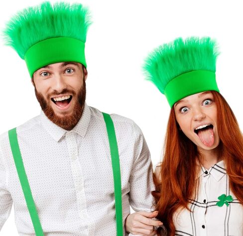 WILLBOND 2 Pack Hairy Headband Crazy Hair Day Wigs St. Patrick's Day Hairy Headband Spirit Day Sports Events Irish Day Headband for Cosplay Party Favors Accessories, Green in Saudi Arabia