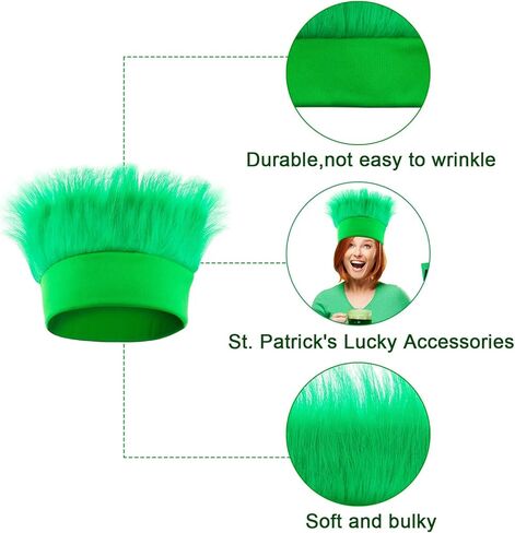WILLBOND 2 Pack Hairy Headband Crazy Hair Day Wigs St. Patrick's Day Hairy Headband Spirit Day Sports Events Irish Day Headband for Cosplay Party Favors Accessories, Green in Saudi Arabia