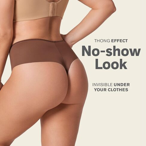 Leonisa High Waisted Seamless Comfy Thong Panty - Firm Tummy Control Womens Underwear in Saudi Arabia