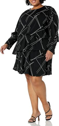 City Chic Women's Apparel Women's Plus Size Sleeved Print Fit and Flare Dress in Saudi Arabia