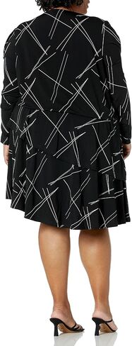 City Chic Women's Apparel Women's Plus Size Sleeved Print Fit and Flare Dress in Saudi Arabia