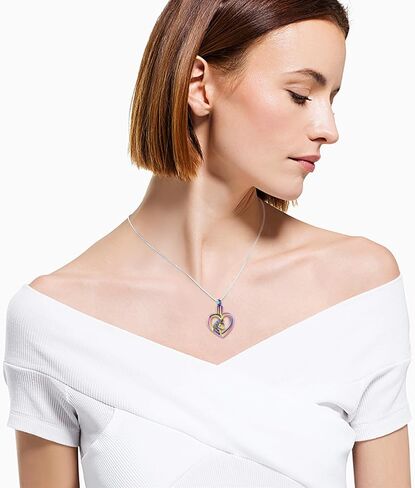 Cremation Jewelry Unicorn Heart Charm Pendant Necklace Cremation Urns Jewelry Ashes Keepsake Stainless Steel Crystal Pendant in Kuwait