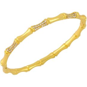 SeeJaan Cubic Zirconia Bamboo Bangle Bracelet with hinged closure in Saudi Arabia