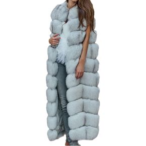 Lisa Colly Women Winter Sleeveless Long Faux Fur Vest Coat Luxury Warm Jacket Outwear Shaggy Coat