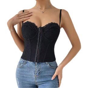 WUFCIYBO Lace Corset Top for Women Mesh Sexy Bustier Spaghetti Strap Urban Corset Tops Open Back Going Out Party Crop Top in Kuwait