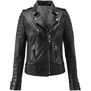 ABILEM Women's Leather Jacket Motorcycle Bomber Biker Genuine Lambskin Leather Jacket for Women 01