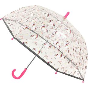 SMARTBULLE Child Umbrella Transparent Birdcage - reflective border: Windproof; Diameter=71cm; Manual opening; Boy umbrella; Pattern: DOG