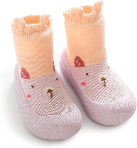 FWUNYVN 1 Pair Baby Sock Shoes Non-Slip Toddler Walking Shoes Breathable Infant Shoes Soft Rubble Sole Newborn Shoes Boys Girls in Saudi Arabia